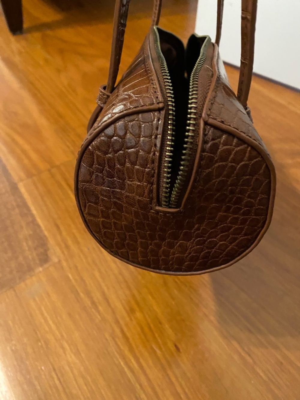 Anthropologie Croc-Embossed Mini Barrel Bag - Picture 5 of 9